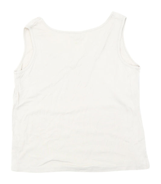 M&Co Women's Beige Crochet Accent Tank Top Size 18