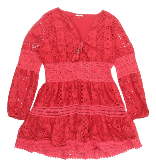 Additional front view of Joe Browns Red Lace Short A-Line Dress, size 10