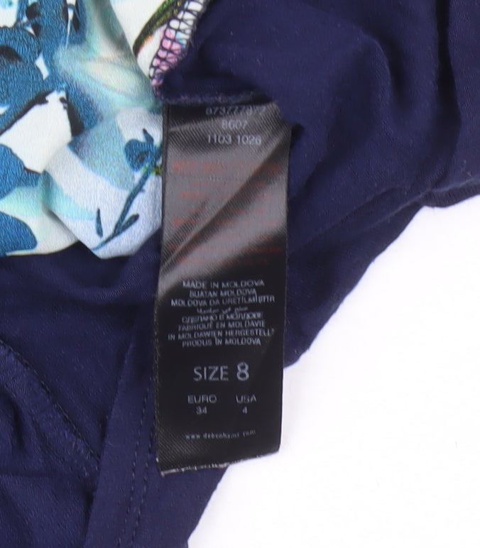 Womens UK Size 8 Red Herring Multicoloured Cropped Blouse
