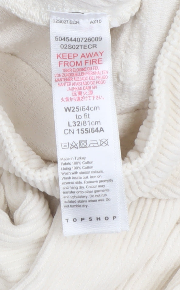Womens UK Size 6 Topshop Regular Fit Cropped Ivory Trousers