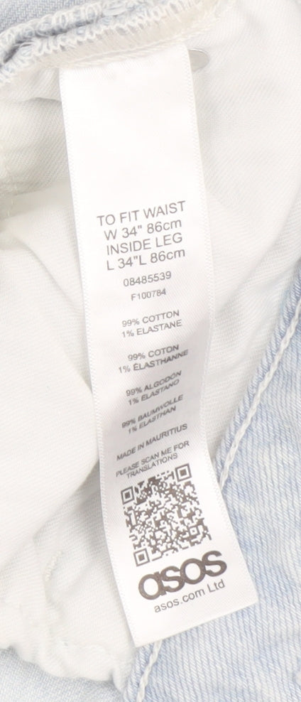 ASOS Men's Light Straight Jeans 34 Regular Denim