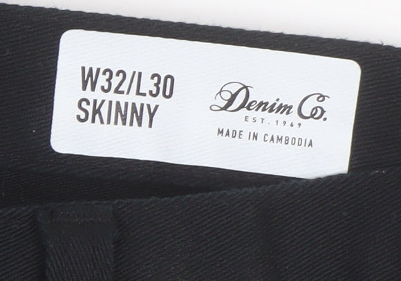 Mens UK Size 32 Denim Co. Slim Fit Skinny Black Jeans