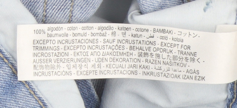 Bershka Women's Blue Denim Cut-Off Shorts Size 4