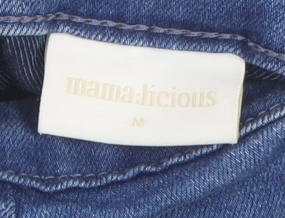 Mama Licious Women's Blue Denim Pinafore Dress M