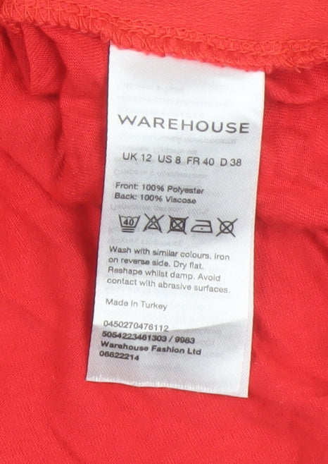 Womens UK Size 12 Warehouse Red Basic Blouse