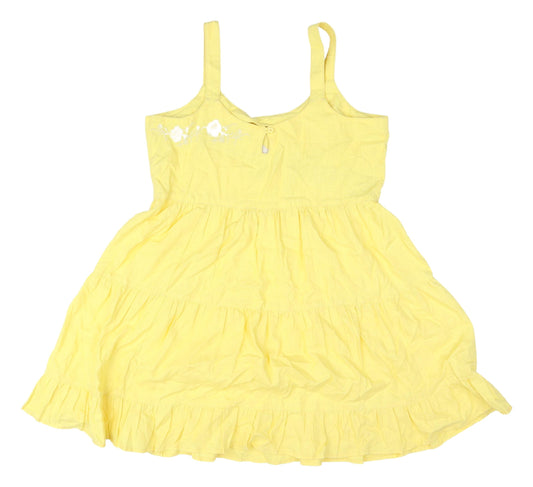 Next Women's Yellow Sleeveless Floral Dress UK 16