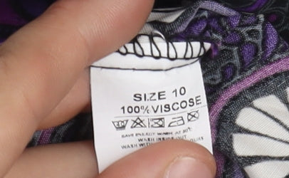 Brand and care label for k & d London Multicoloured Shift Dress, UK 10, Short Sleeve