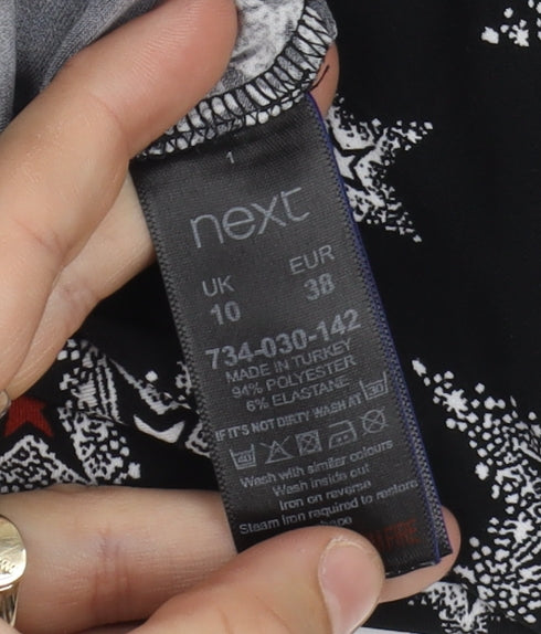 Next Women's Black Star Print Shift Dress Size 10