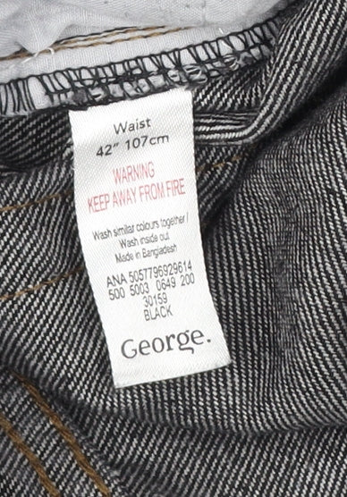 George Men's Black Bermuda Denim Shorts Size 42 Casual