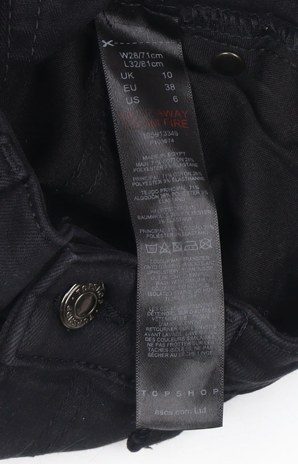 Womens UK Size 10 Topshop Regular Fit Skinny Black Jeans
