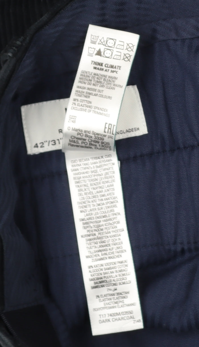 Marks and Spencer Men's Dark Charcoal Corduroy Trousers