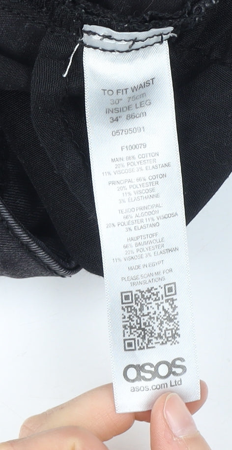 Close-up detail of ASOS Men's Black Skinny Jeans, size 30, Regular Fit