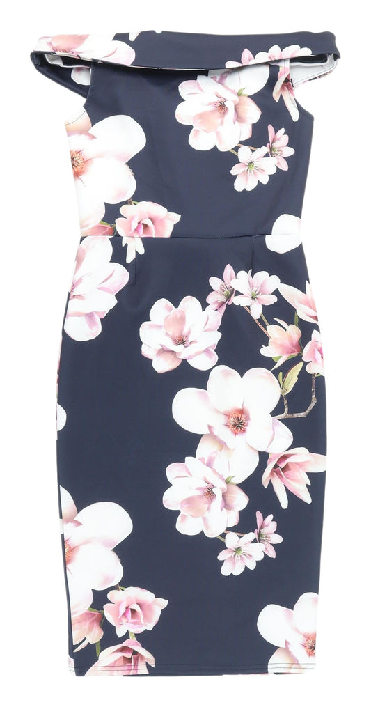 Quiz Women's Floral Bodycon Dress, Multicoloured, Size 8