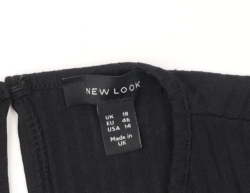 Womens UK Size 18 New Look Black Cropped Blouse