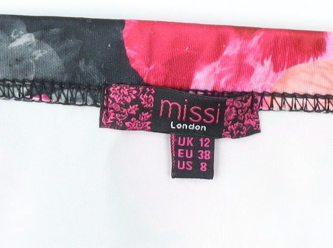 Brand and care label for Missi London Floral Bodycon Dress UK 12