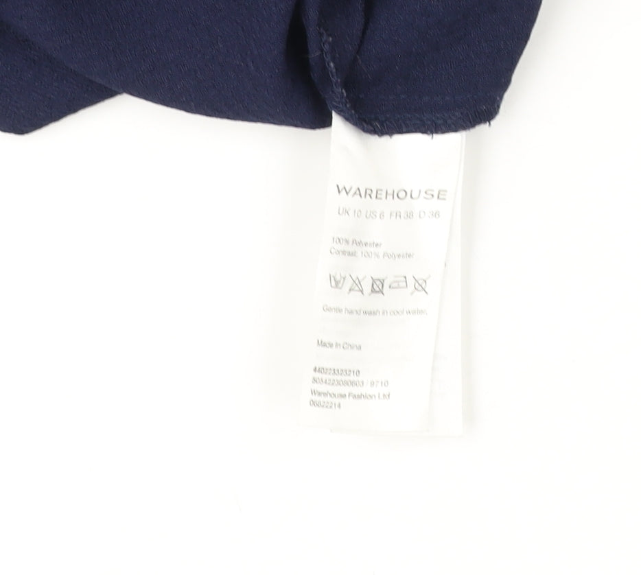 Womens UK Size 10 Warehouse Blue Basic Blouse