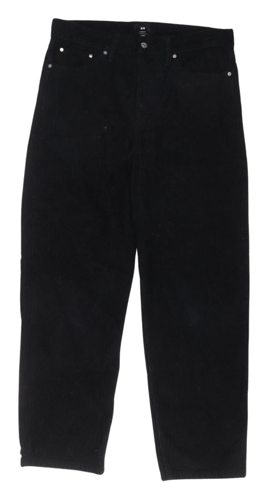 Womens UK Size 2 H&M Regular Fit Cropped Black Trousers