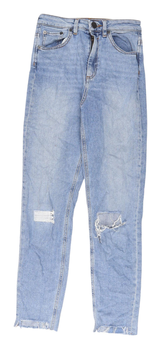 Additional front view of ASOS Women's Blue Boyfriend Jeans, size 26, Distressed Style