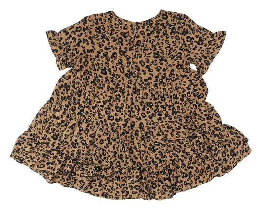 Cameo Rose Brown Animal Print Trapeze Dress M