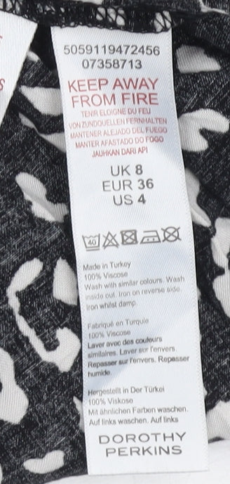 Dorothy Perkins Black Animal Print Shirt Dress UK 8