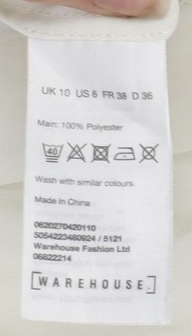 Womens UK Size 10 Warehouse Ivory Basic Blouse