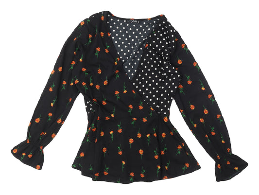 Womens UK Size 8 Quiz Black Wrap Blouse