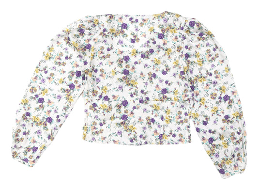 Womens UK Size M Zara Multicoloured Cropped Blouse
