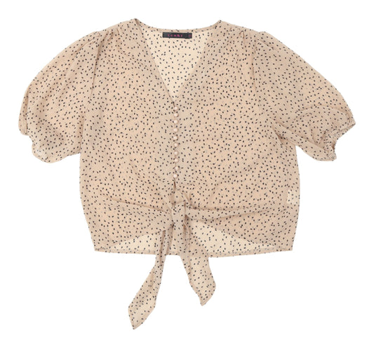 Womens UK Size M Tenki Beige Wrap Blouse