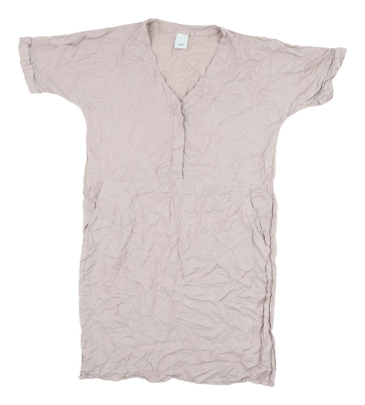 Additional front view of ICHI Beige Women's Dress M Size Viscose Fabric