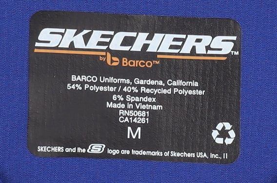 Close-up detail of Skechers unisex blue m workwear t-shirt v-neck