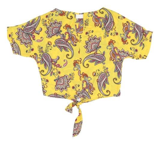 Womens UK Size 12 Dorothy Perkins Yellow Cropped Blouse