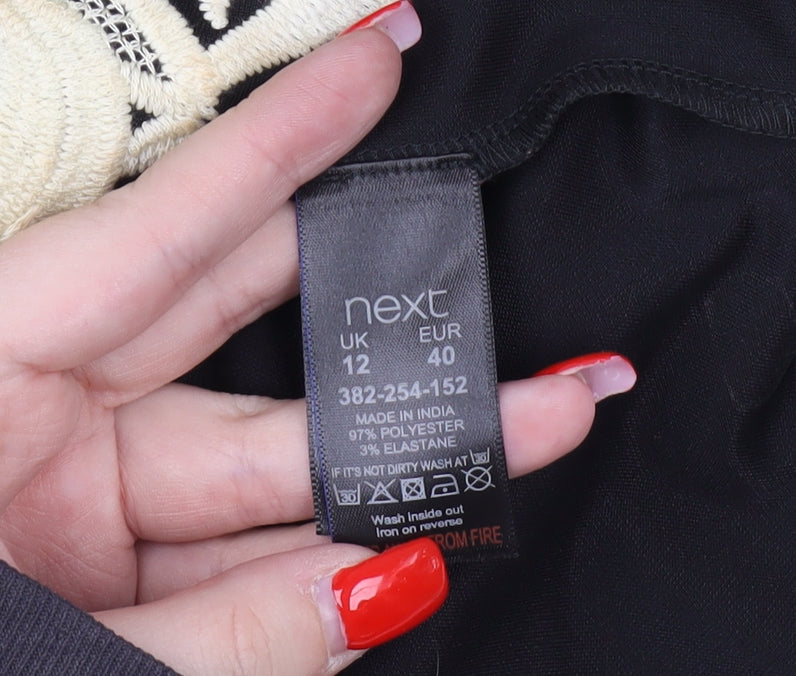 Next Women's Black Bodycon Dress High Neck Size 12