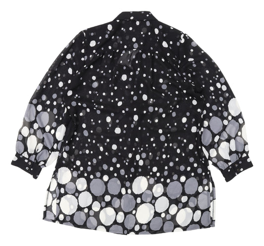 Elvi Women's Black Polka Dot Blouse, Size 16, Button Accents