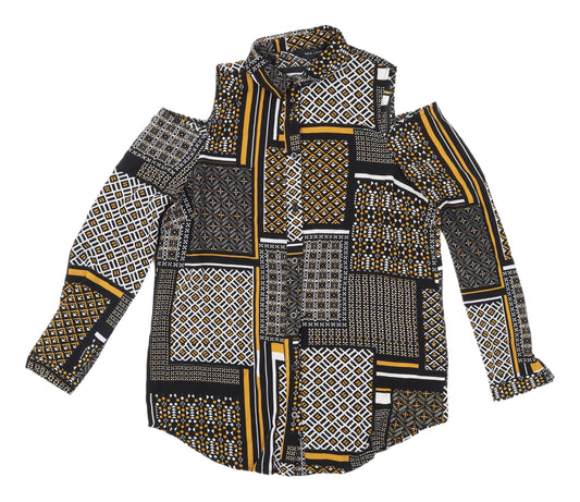 Womens UK Size 8 New Look Multicoloured Cropped Button-Up