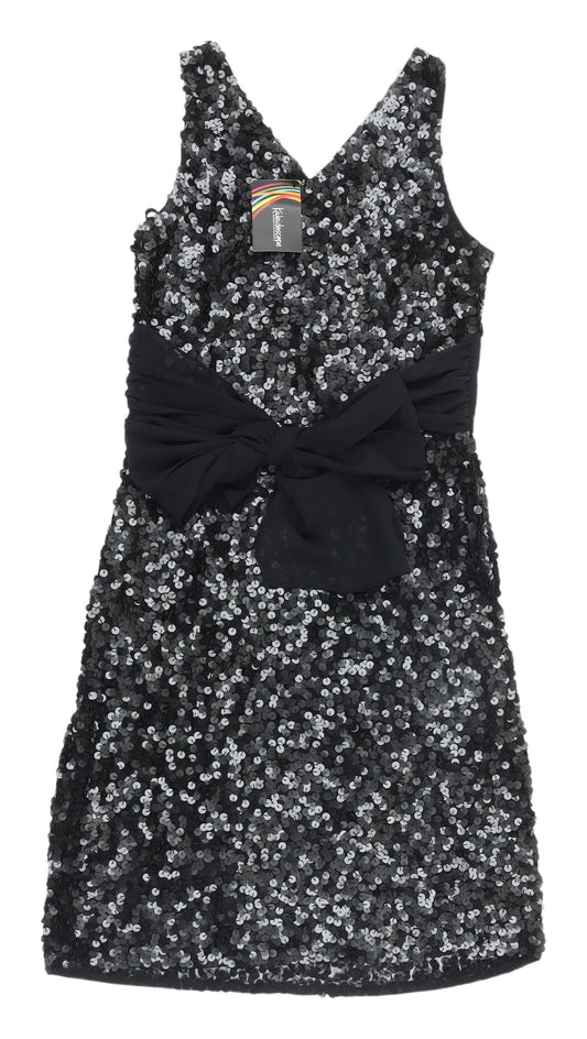 Kaleidoscope Black Sequin Bodycon Dress, Size 10