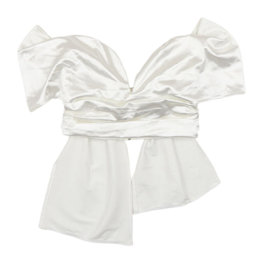 Womens UK Size 8 PRETTYLITTLETHING White Wrap Blouse