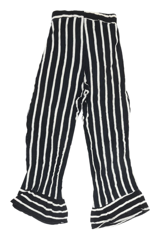 Pull & Bear Women's Striped Flared Trousers Black S