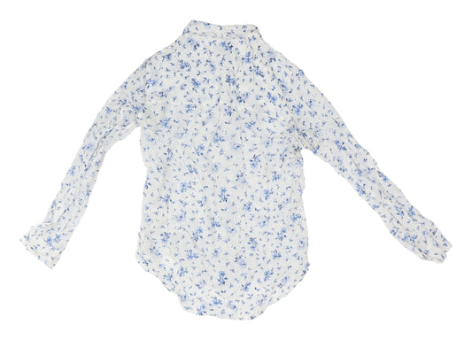 Jack Wills Women's White Floral Collared Shirt UK 6