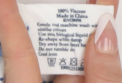 Jack Wills Women's White Floral Collared Shirt UK 6