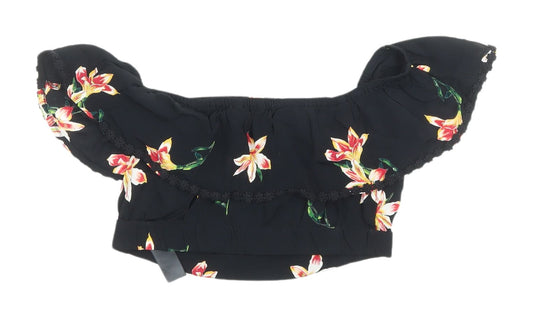 Miss Selfridge Women's Black Floral Cropped Top UK 6