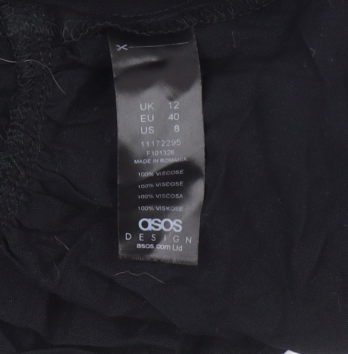 Womens UK Size 12 ASOS Black Wrap Blouse