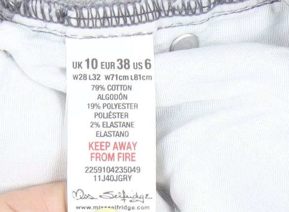 Miss Selfridge Grey Skinny Denim Jeans, Size 10