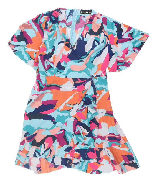 Additional front view of Girl In Mind Multicoloured Wrap Dress, size 10