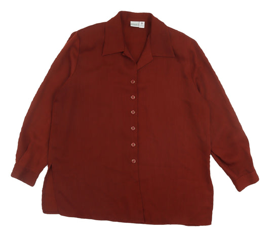 Womens UK Size 14 C&A Brown Button-Up