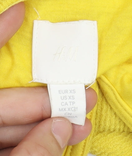 H&M Women's Yellow Bodycon Strapless Mini Dress XS
