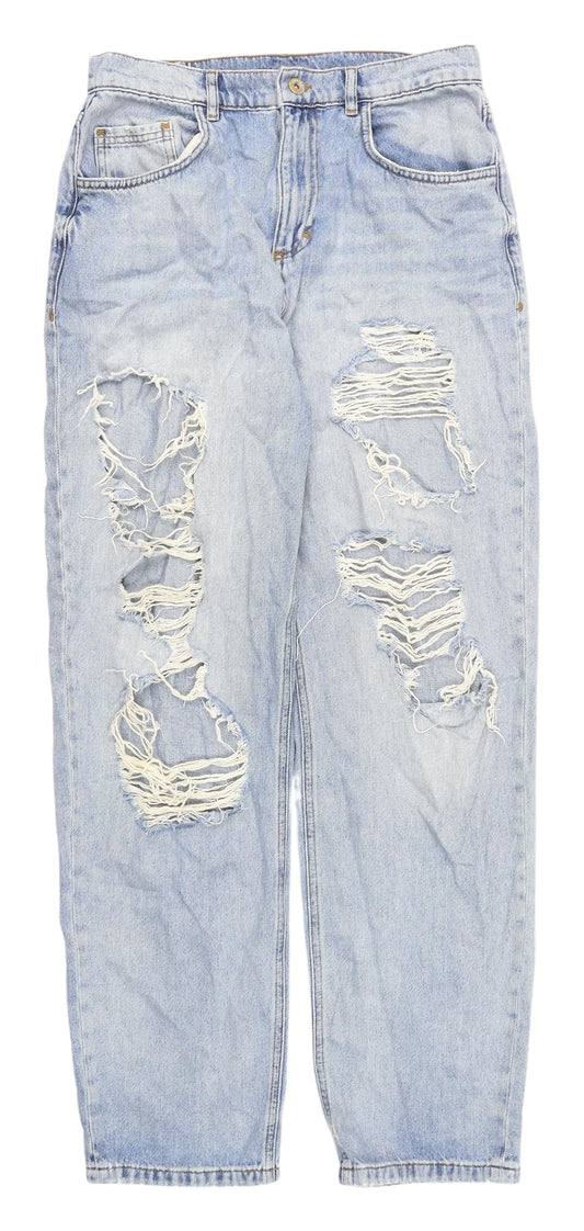 Womens UK Size L COLLUSION Relaxed Fit Boyfriend Blue Jeans