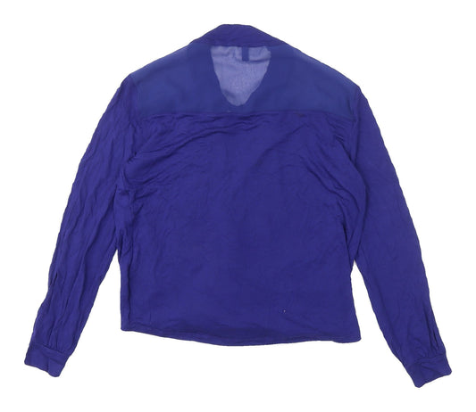 Karen Millen Blue Viscose Blouse - Size 8 - Long Sleeve