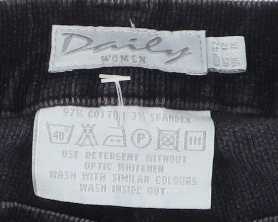 Daily Women's Black Straight Corduroy Trousers Size 12