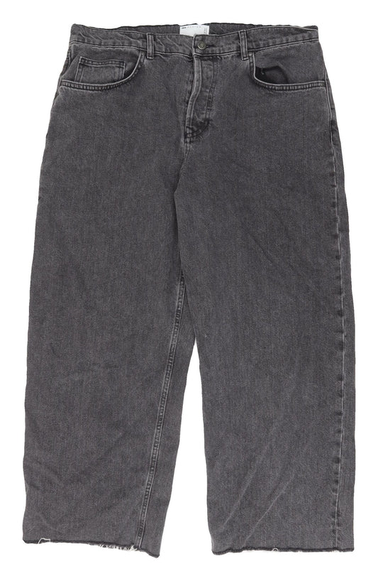 Additional front view of ASOS Women's Grey Straight Leg Jeans, size 36