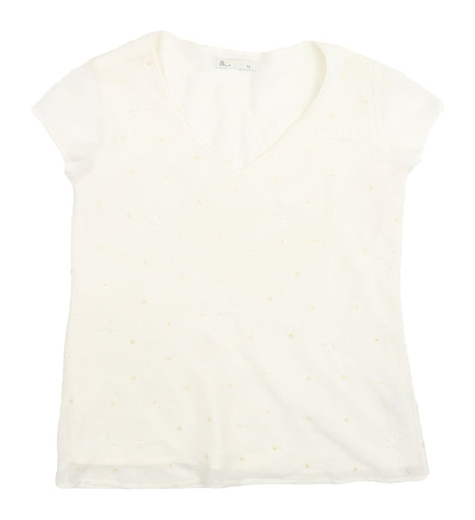 Womens UK Size 12 BHS White Basic T-Shirt